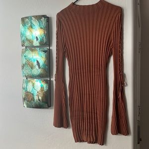 Fashion Nova Rust Brown🥮 knit fitted dress 🧶 🍂